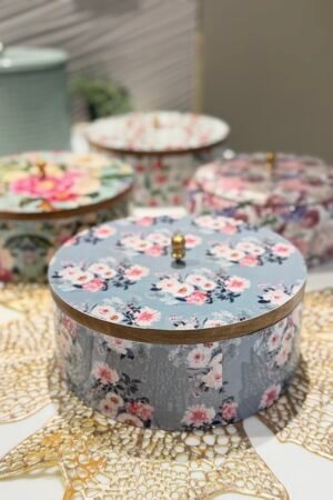Grey Blossom Wooden Roti Box