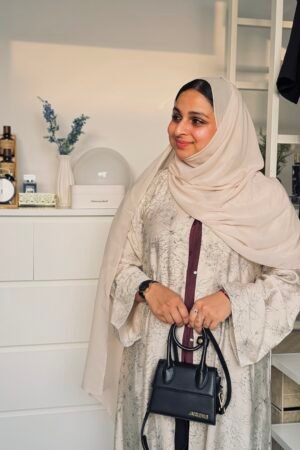 Ivory Print Abaya