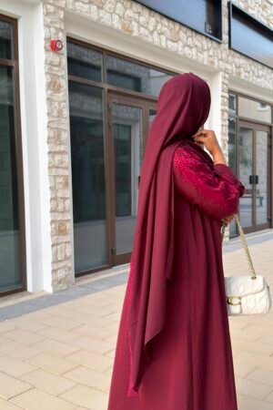Maroon Abaya with Lace