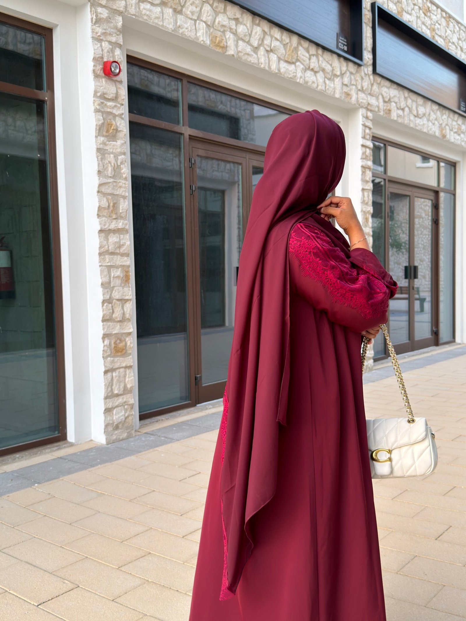 Maroon Abaya with Lace