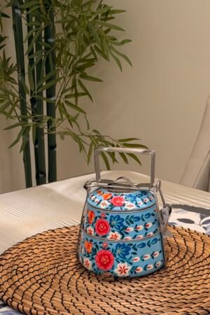 Meher (Sky Blue Floral) Two-Tier Tiffin Box