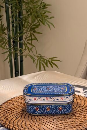 Kashish (Blue & White) Two-Tier Rectangular Tiffin